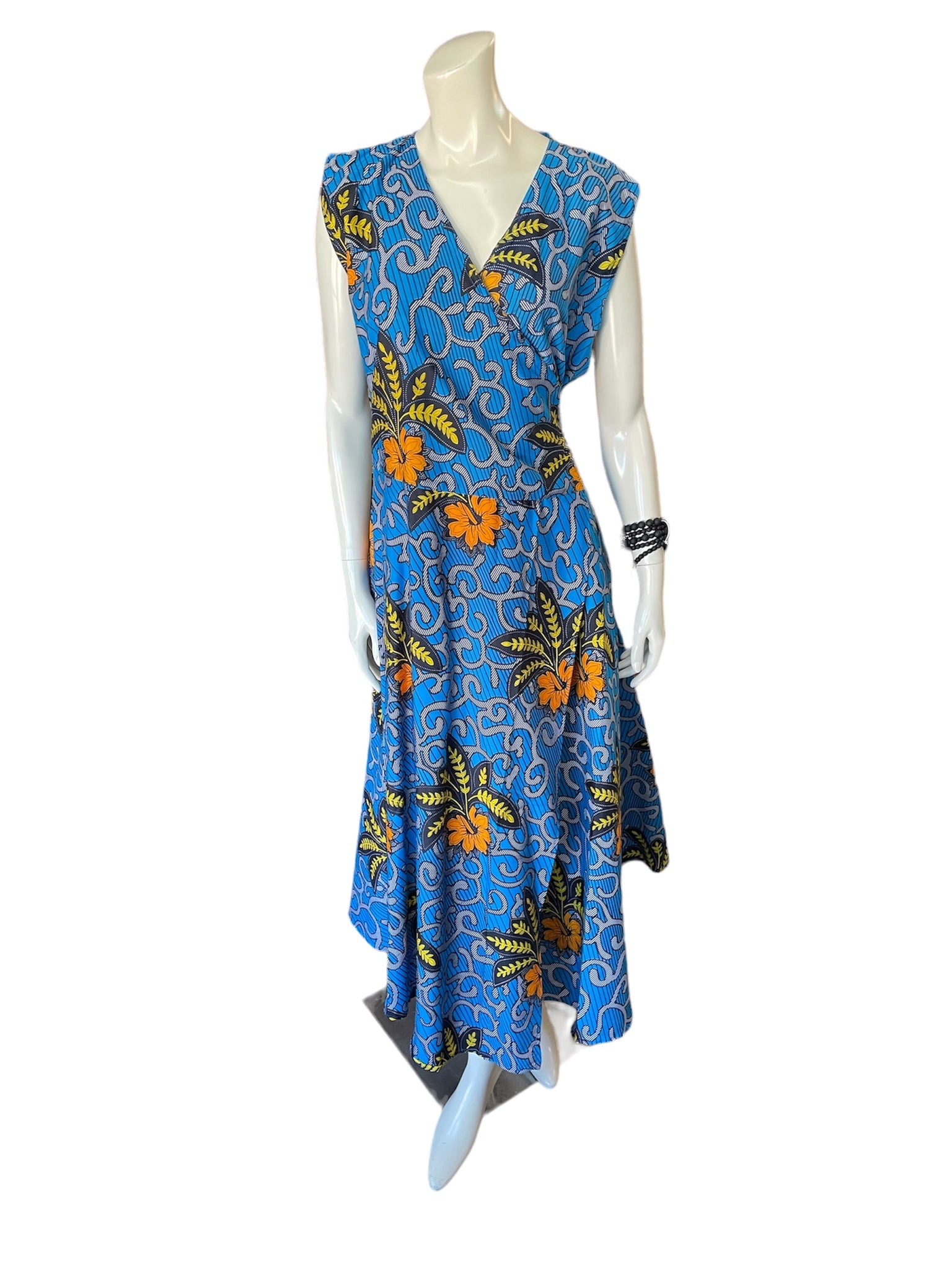 Women's African Sleeveless Wrap Tie Dress