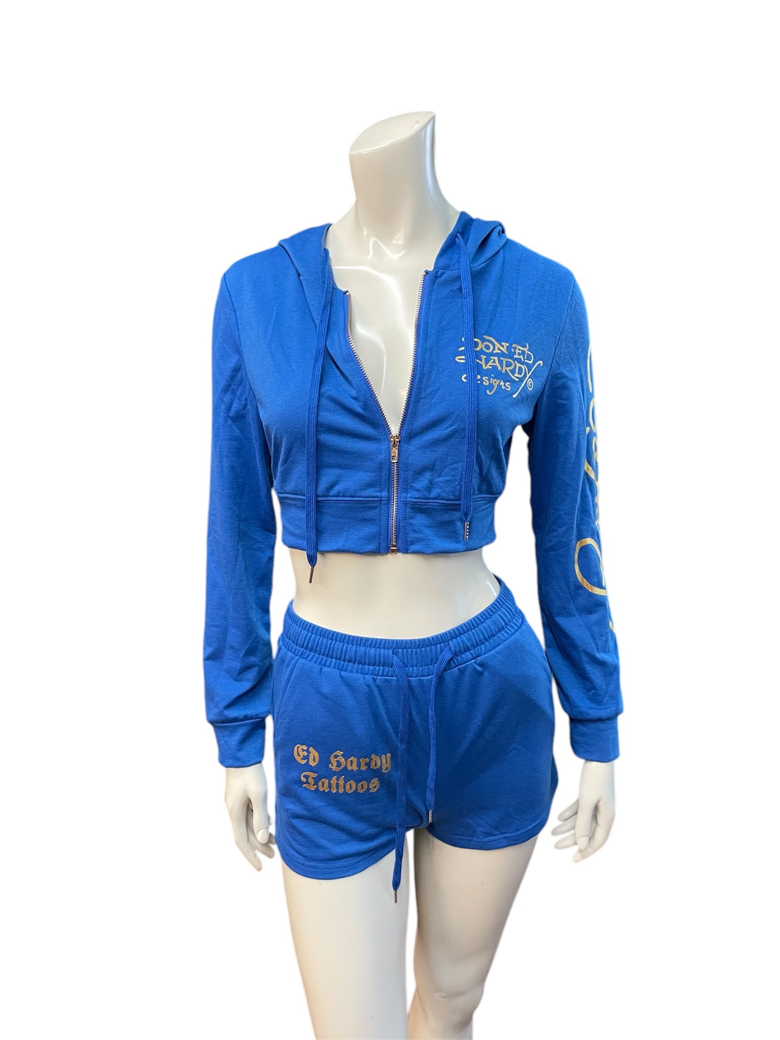 Ed Hardy Tattoos Zip-Up Jacket and Shorts Set or Lounge Wear