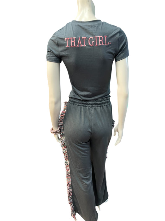 That Girl Short Sleeve and Long Pants With Tassel Set