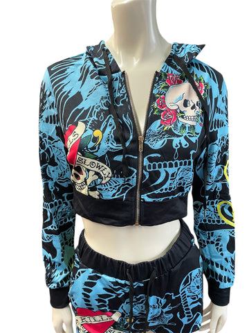 Ed Hardy Love Kills Slowly Zip-Up Jacket ONLY Lounge Wear