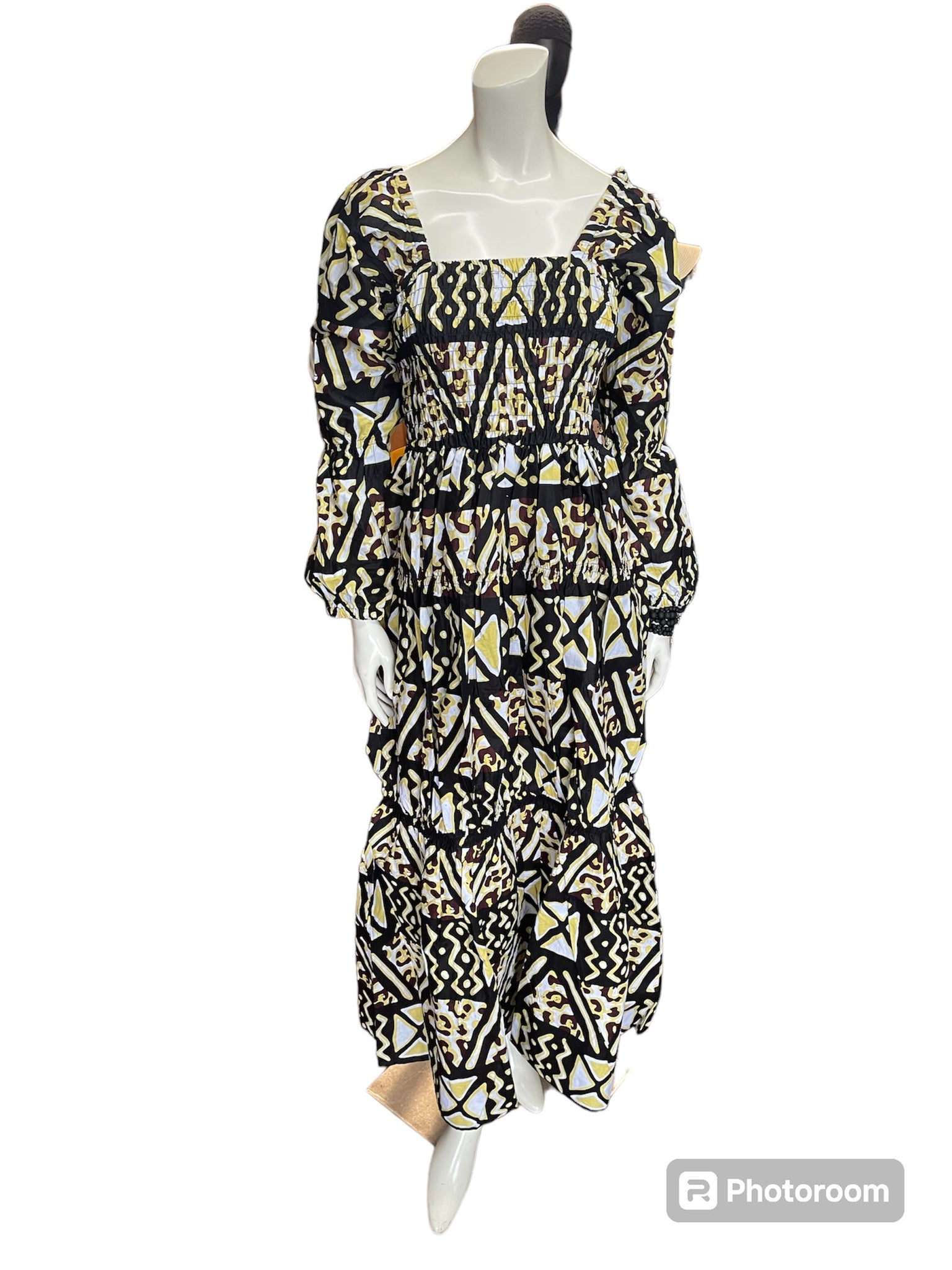 Women's African Wrap Dress with Head Scarf