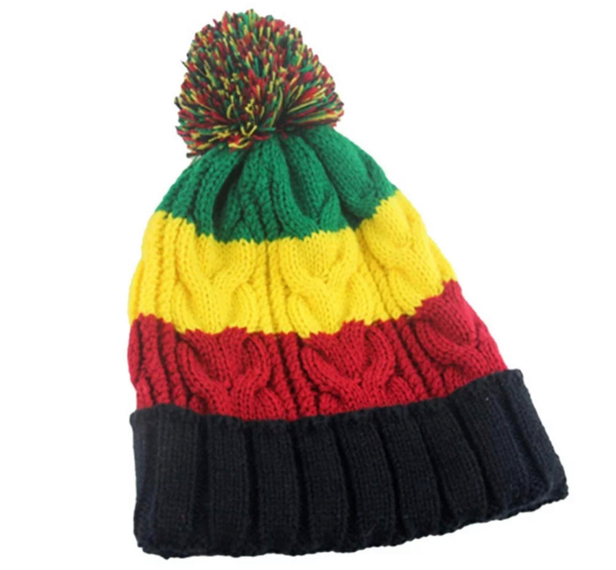 Unisex Mixed Color Stripe Patterned Designer Warm Knitted Hat Beanie Winter
